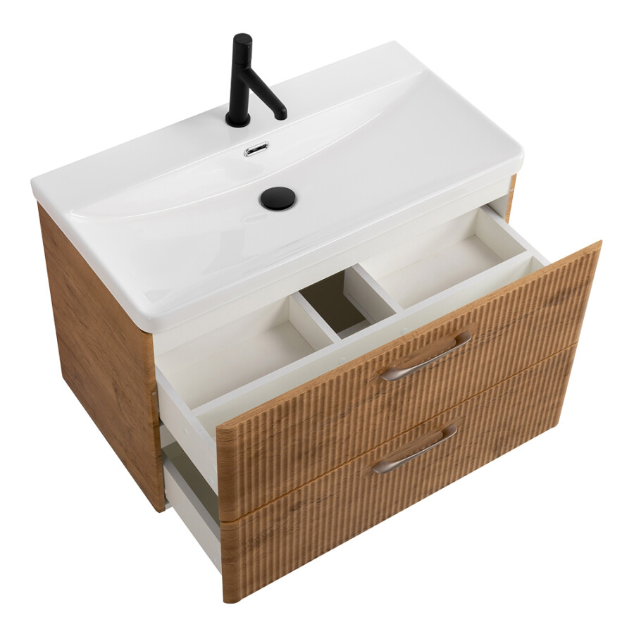 Подвесная тумба с раковиной Belbagno DUE 80 см Rovere Nature DUE-800-2C-SO-RN-P BB-8076-3-80