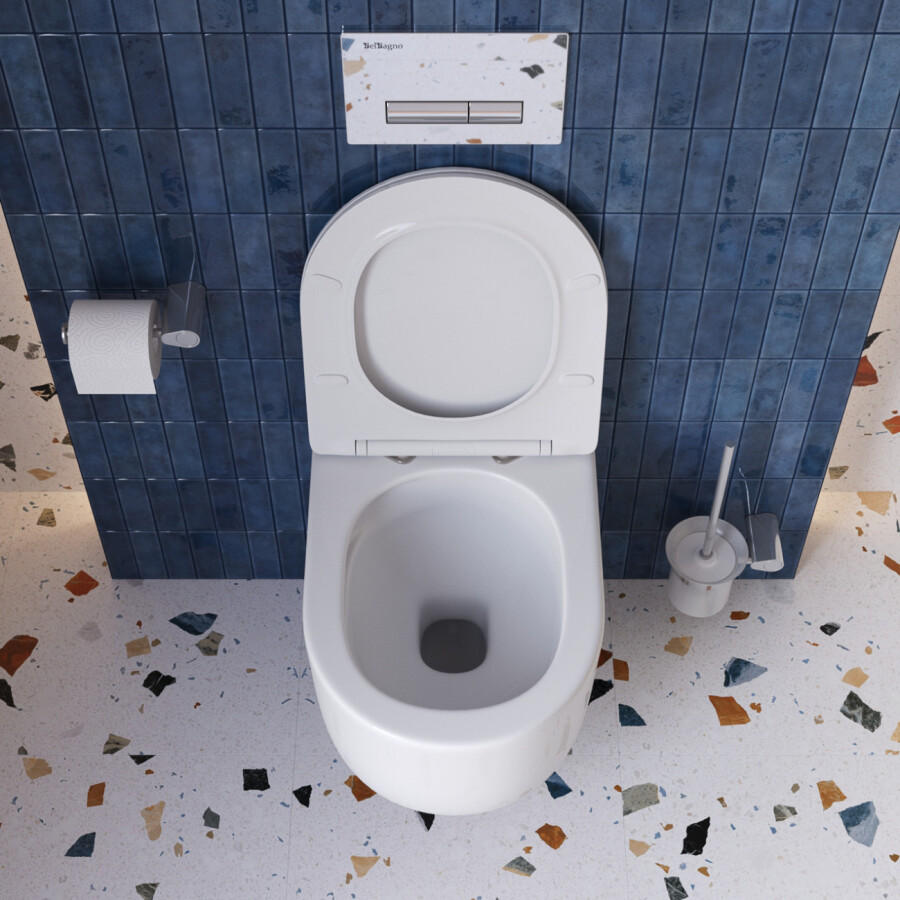 Унитаз подвесной безободковый с сиденьем со смывом TORNADO BelBagno SOFT-TOR BB084CH-TOR/SC