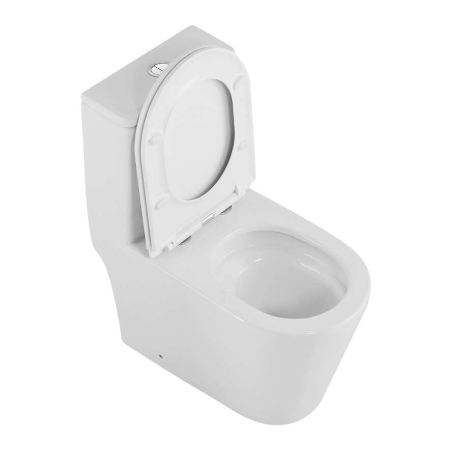 Унитаз-моноблок AZARIO Nimbus 360x680х813 безободковый, система слива "скрытое торнадо", в комплекте с быстросъемным сиденьем микролифт AZ-6080-AP
