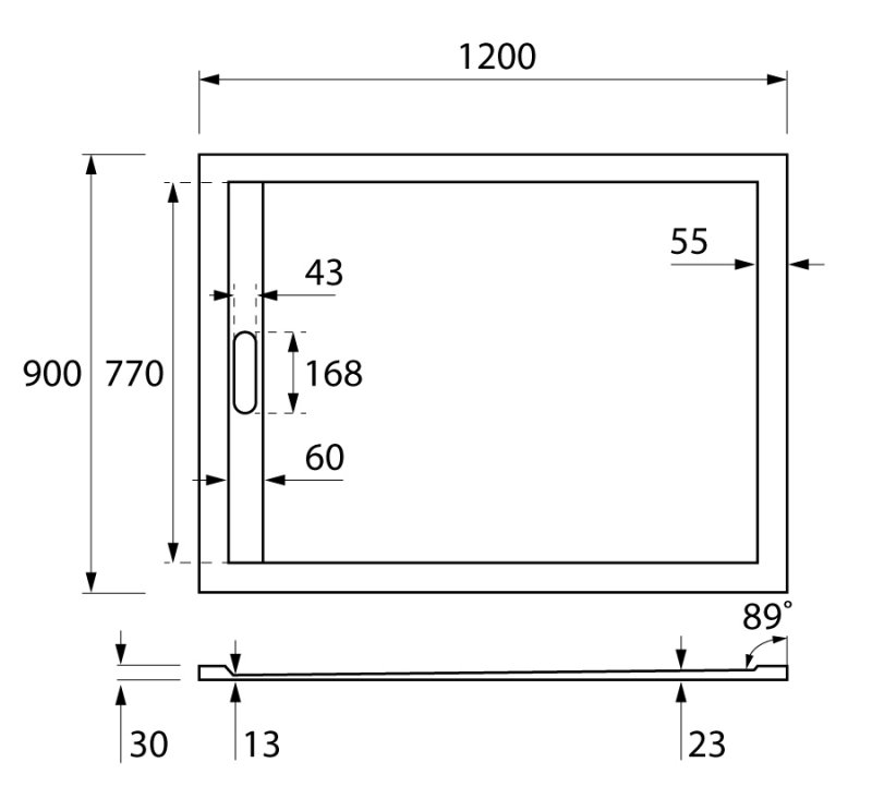 Cezares Tray поддон из иск. мрамора 120х90 TRAY-AS-AH-120/90-30-NERO