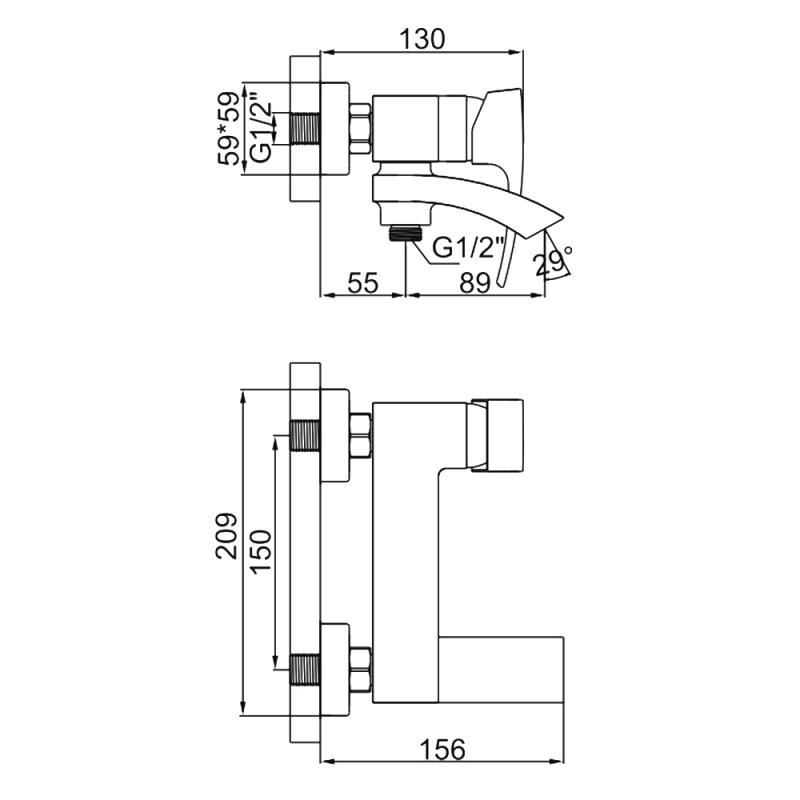 Смеситель для ванны GERHANS K14 K13314B