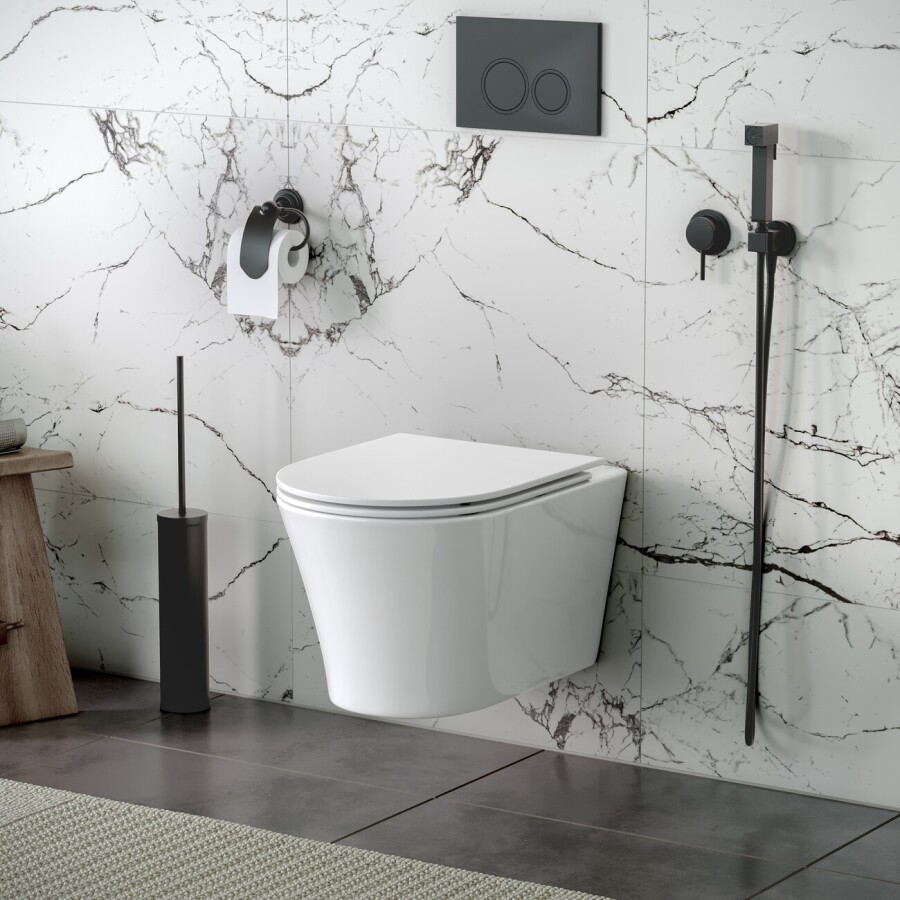 Унитаз подвесной Grossman Thin Rim GR-5604SQ (520х360х355) тонкий ободок,белый с тонкой крышкой,микролифт,смыв торнадо,1 место