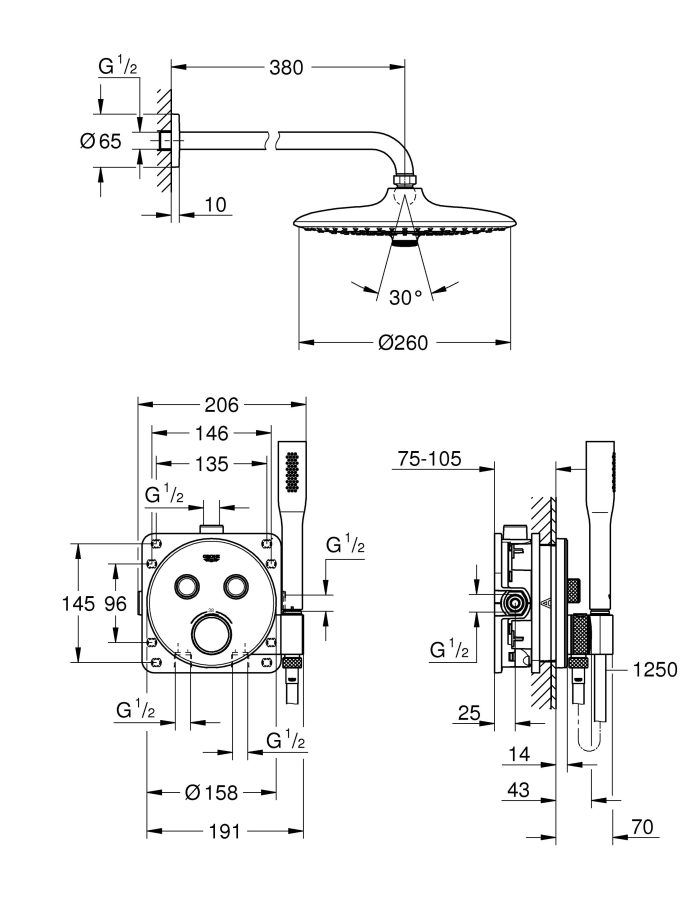 Grohe Grohtherm SmartControl душевая система 34744000