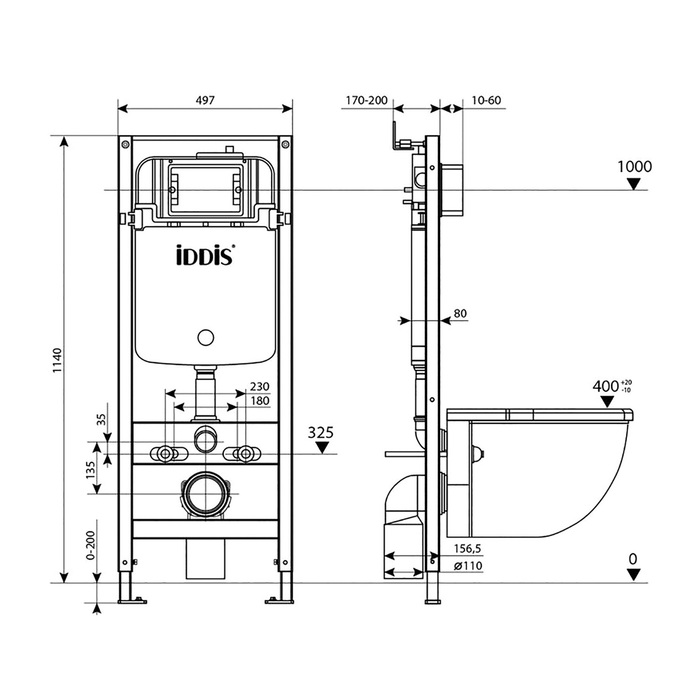 Iddis инсталляция и клавиша смыва, белая, Optima Home OPH0000i32K