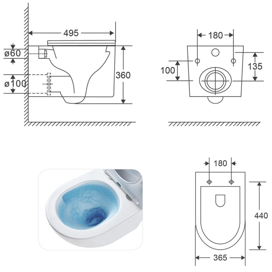 Унитаз подвесной Azario LUZIO 365х495х360 безободковый, рельефный, слив "Скрытое Торнадо", с быстросъемным сиденьем "Микролифт" AZ-098-UQ