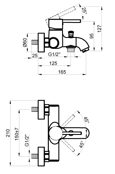 Azario набор смесителей для ванны AZ-15160511+AZ-15164501+AZ-15752010