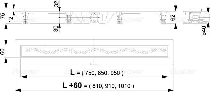 AlcaPlast APZ-8 Simple Душевой лоток 750 мм