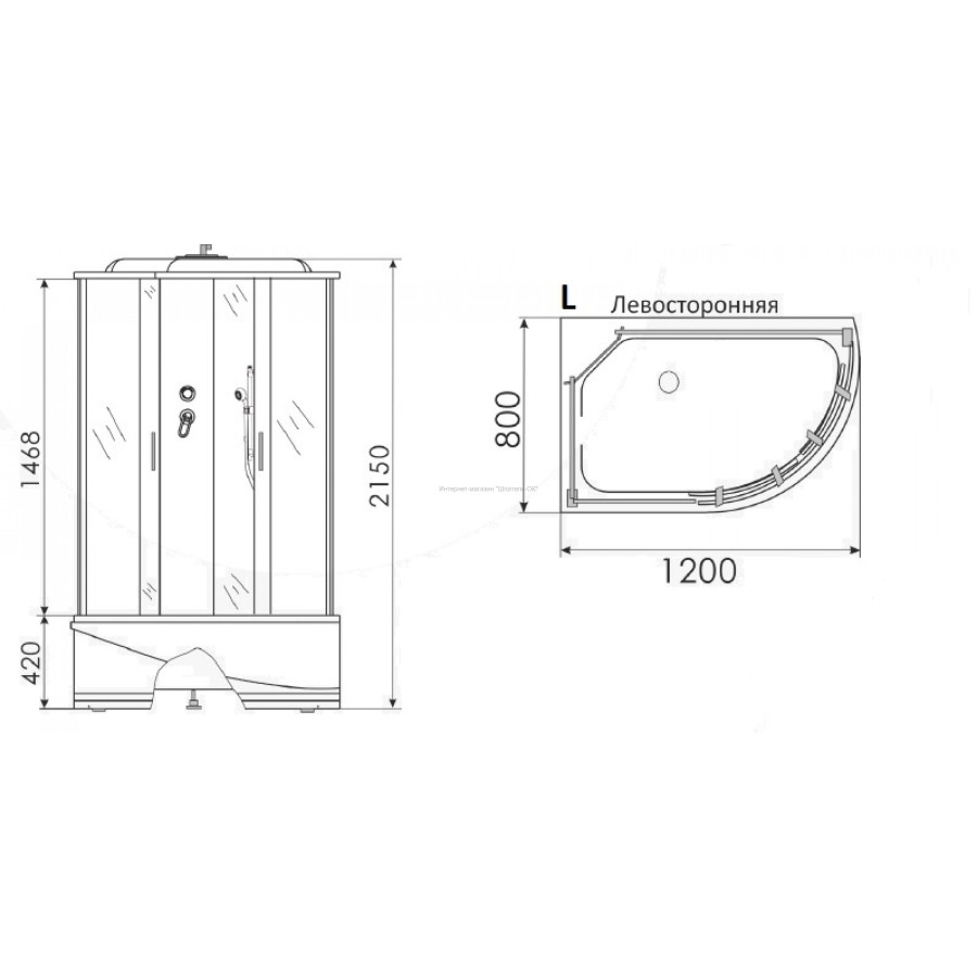 Erlit ER 3512TPL-C4 Душевой бокс 120*80*215 L