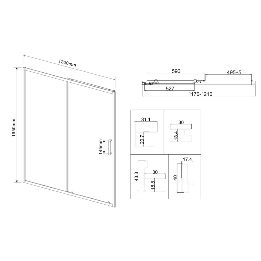 Vincea City душевая дверь 120 см черная / прозрачная VDS-5CT120CLB