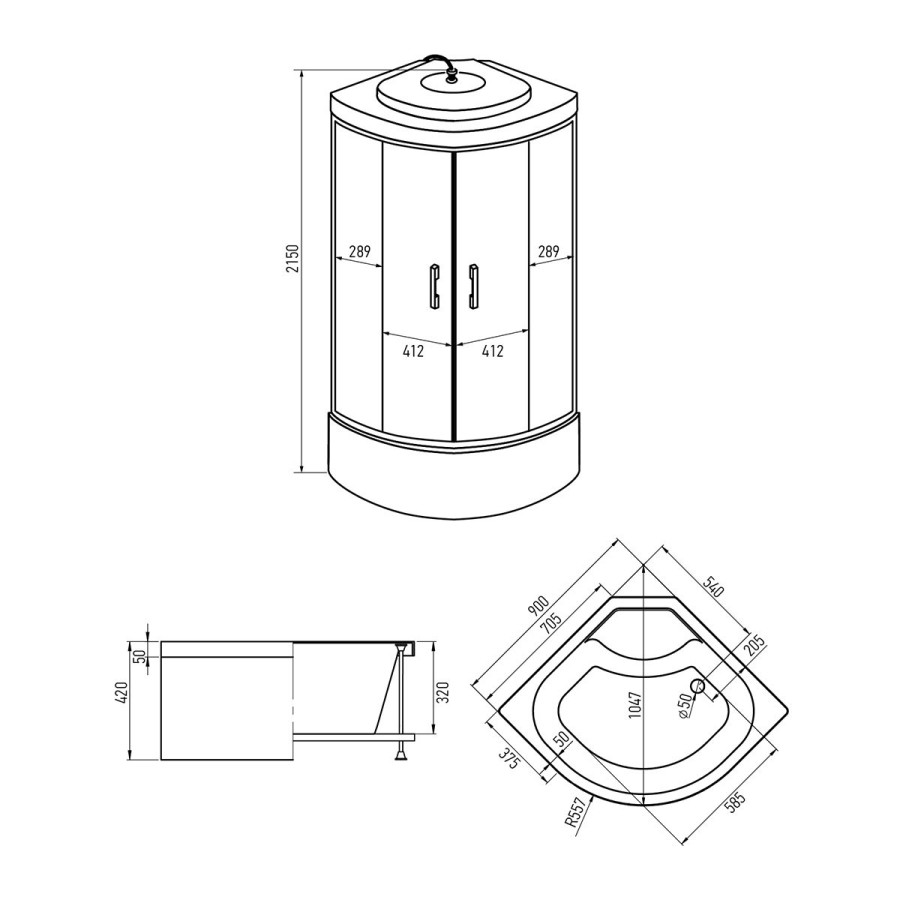 Erlit ER 3509TPF-C4 Душевой бокс 90*90*215