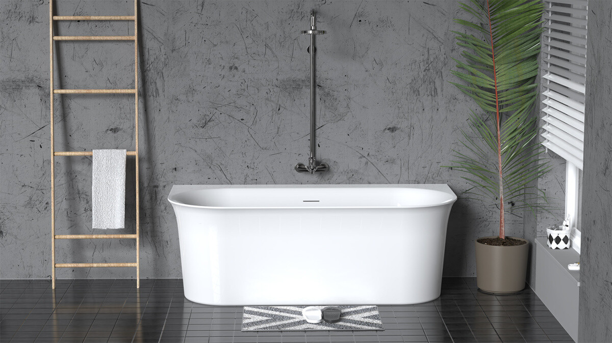 Ванна акриловая Azario Alba 1500x800x600 отдельностоящая/пристенная, в комплекте с сифоном и металлической рамой AZ-8695-1.5