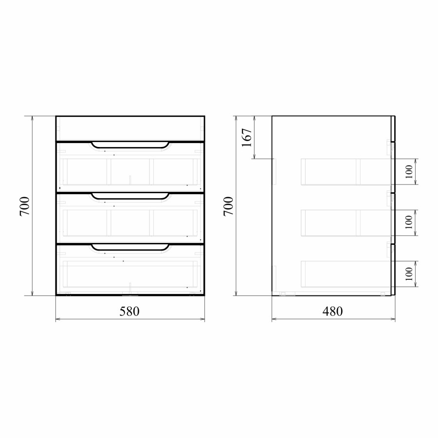 Mirsant Soho Quadro 60 тумба напольная (раковина Deep-60) УТ000085828