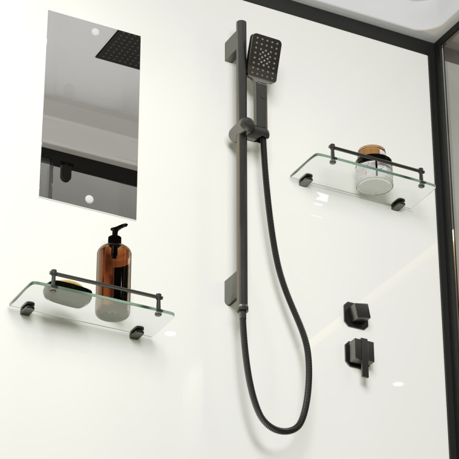 Душевая кабина Niagara Standart ST100/80/15Q/BL (100х80х215) поддон 15см,распашная,черный,3 места
