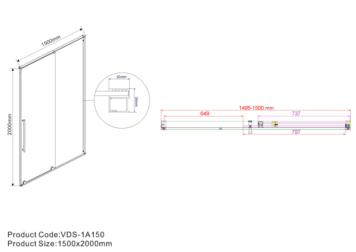 Vincea Arno душевая дверь 150 см хром VPS-1A150CL
