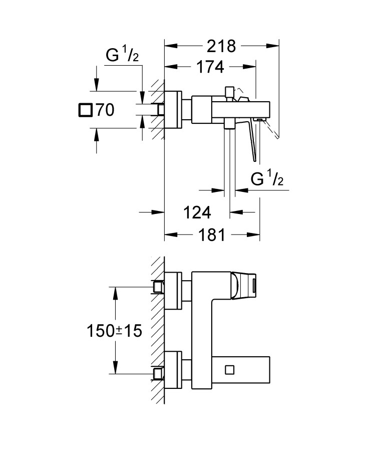 Grohe Eurocube 23140000 смеситель для ванны хром