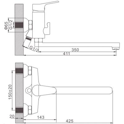 Gerhans H10 смеситель для ванны 13110