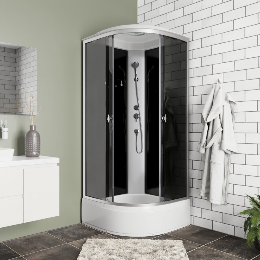 Душевая кабина Niagara Eco E100/26/TN (100х100х215) средний поддон(26см),стекло тонированное,4 места