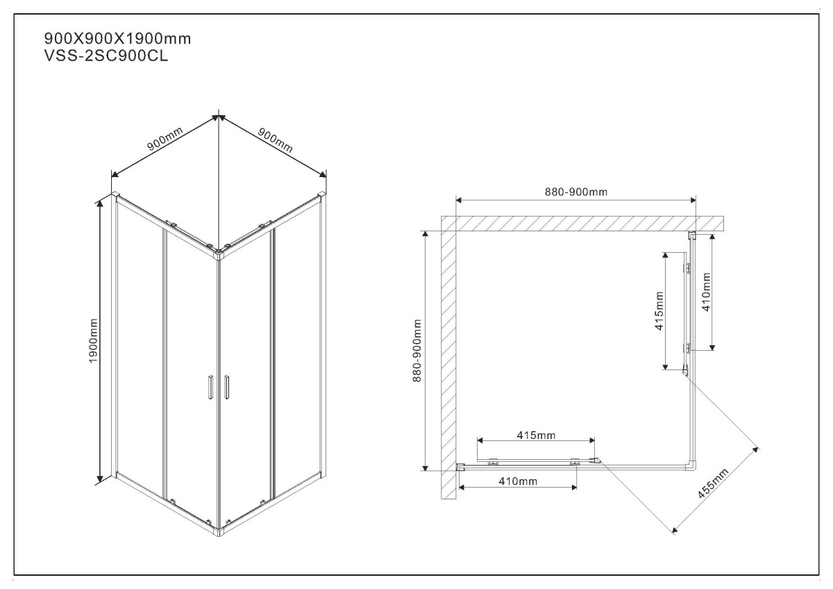 Vincea Scala душевой уголок VSS-2SC900CL 90х90 хром, стекло прозрачное