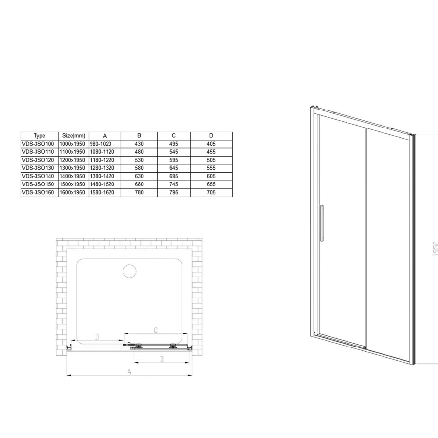 Vincea Soft душевая дверь 110 см черный VDS-3SO110CLB