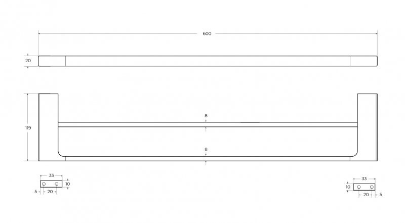 Полотенцедержатель двойной 60 см CEZARES SLIDER-THD-60-GM