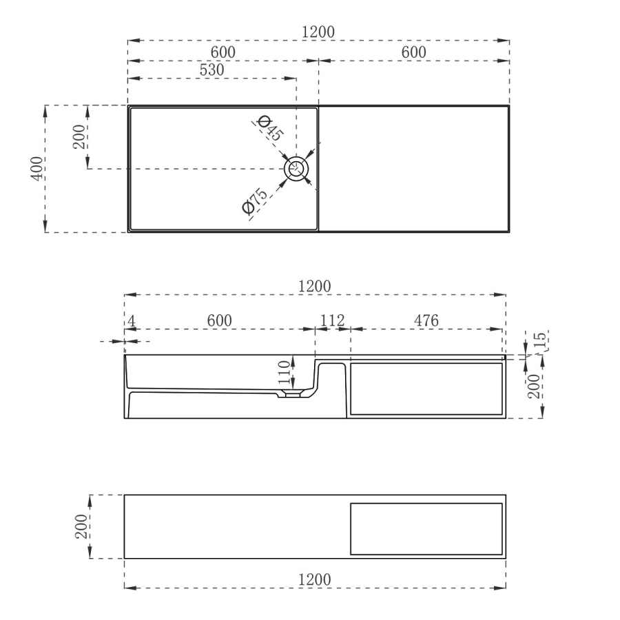 Vincea Solid Surface раковина 120х40 см подвесная VWB-6S112MW