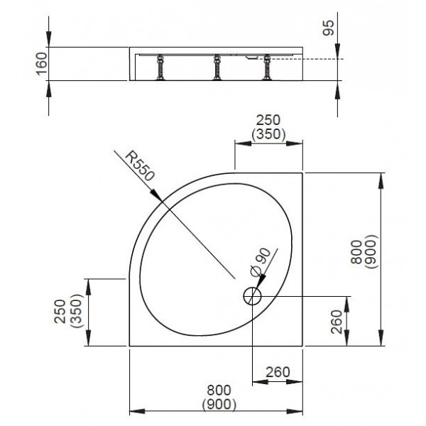 Radaway Patmos A800 Compact 80*80*16 душевой поддон акриловый 4S88155-05