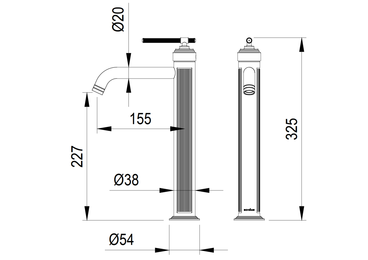 Смеситель для умывальника высокий Boheme Eterna Brushed Bronze 172-BRB