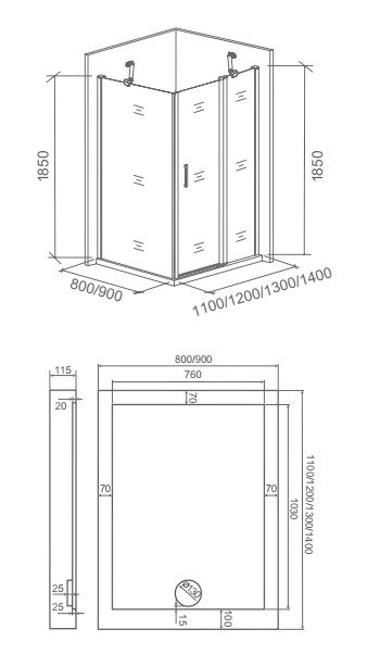 BAS Пандора WCD душевое ограждение 80*120*185 ПД00015