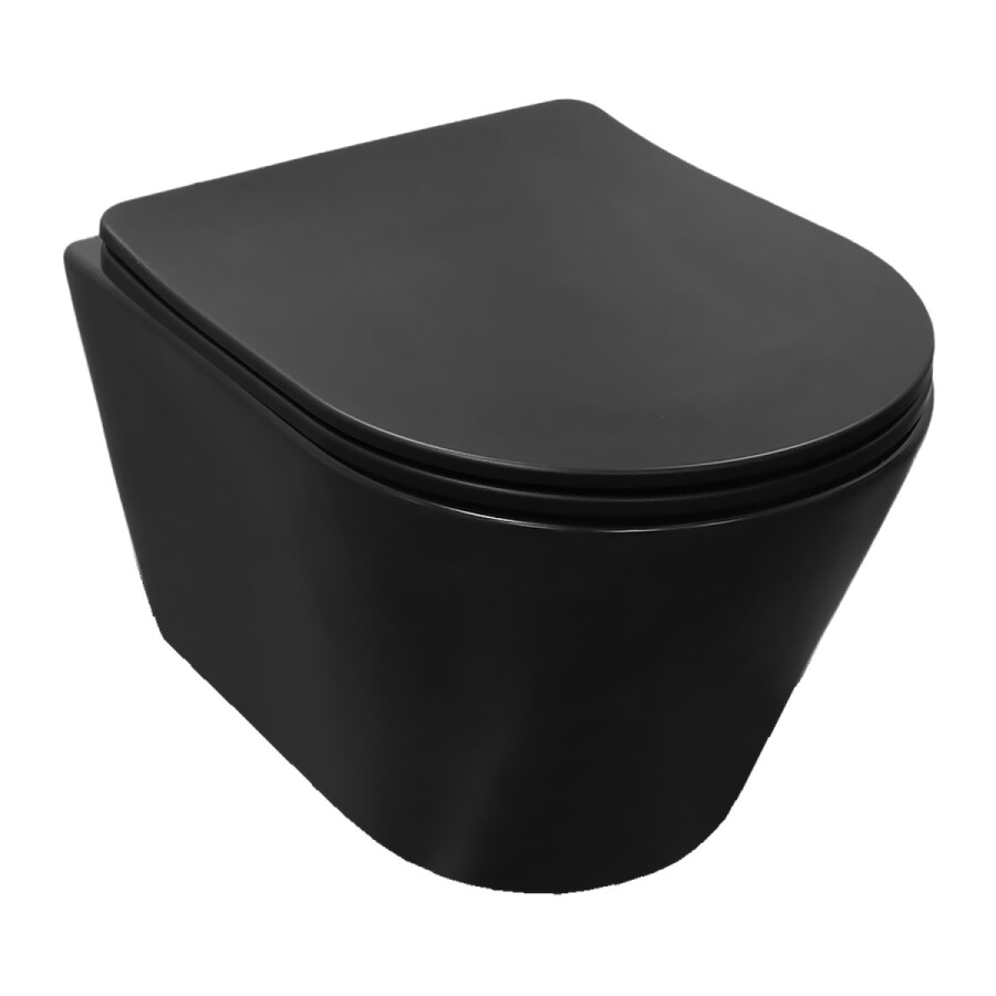 Унитаз подвесной Azario Vela 360х480х360 безободковый, система смыва "Торнадо", с быстросъемным сиденьем "Микролифт", черный матовый AZ-2480MB