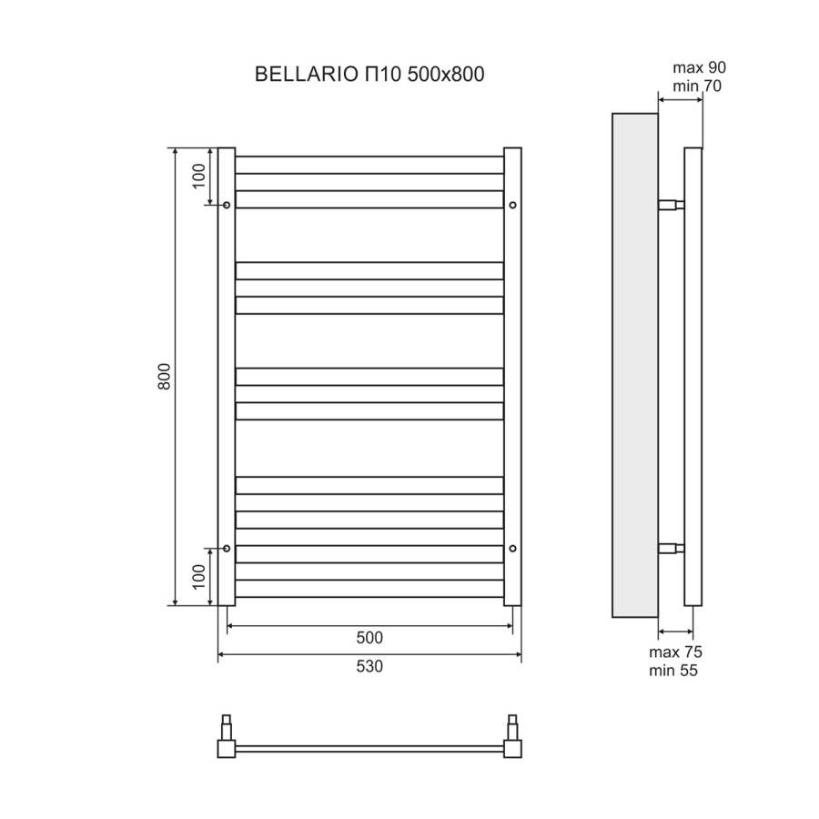 Lemark Bellario П10 полотенцесушитель электрический 50х80 LM68810EBL