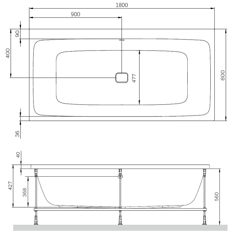 Am.Pm Func ванна акриловая 180х80 см W84A-180-080W-A