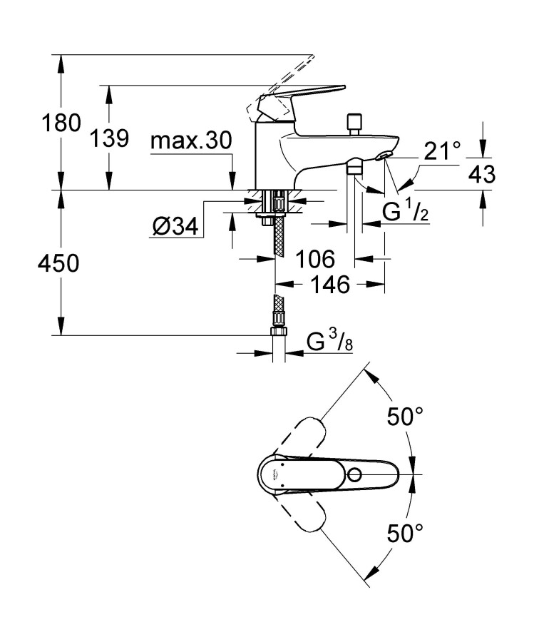 Grohe Eurosmart Cosmopolitan 32836000 смеситель на борт ванны хром