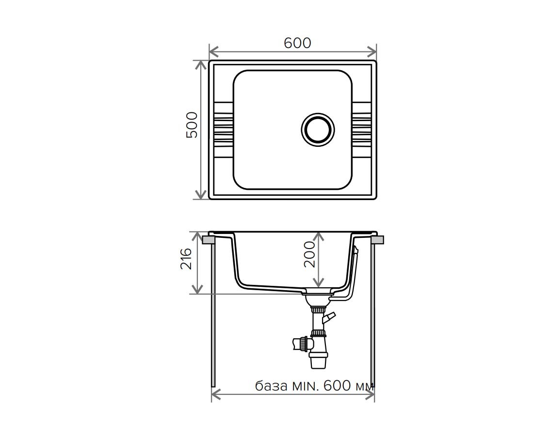 Polygran F 20 кухонная мойка бежевый 50 х 60 см