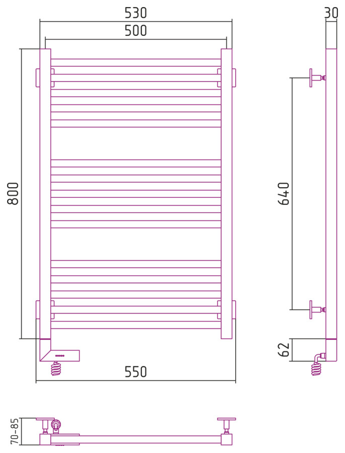Сунержа Модус 2.0 полотенцесушитель электрический 800*500