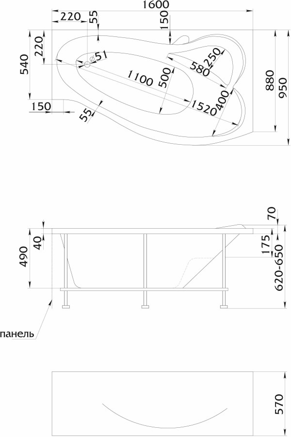 Marka One Gracia 07864 панель лицевая для ванны R/L