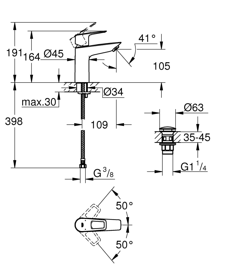 Grohe BauLoop смеситель для раковины 23886001