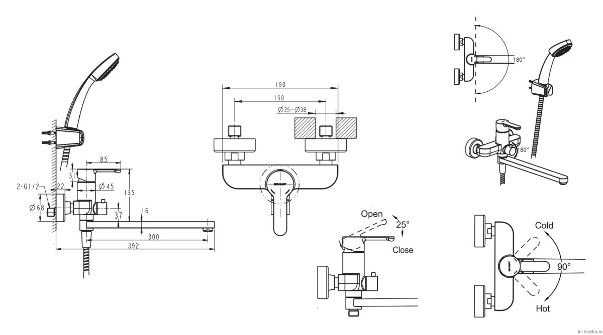 Bravat Stream F63783C-LB смеситель для ванны хром