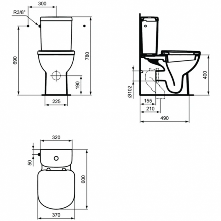 Ideal Standard Tempo напольный унитаз с бачком T328101+T427301