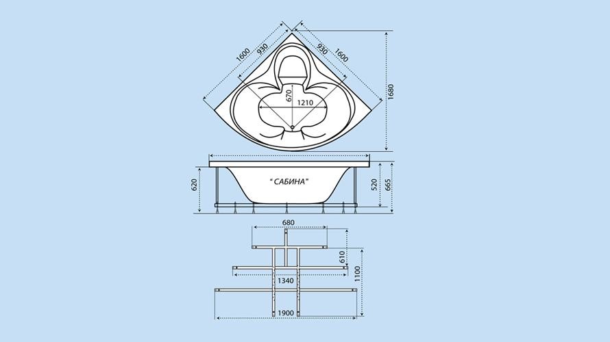 Triton Сабина 160х160 см ванна акриловая угловая гидроаэромассажная с фронтальной панелью сифоном и каркасом