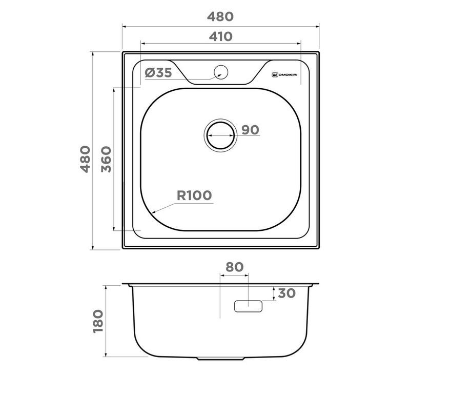 Omoikiri SARU 48 IN мойка кухонная нерж сталь 4993833