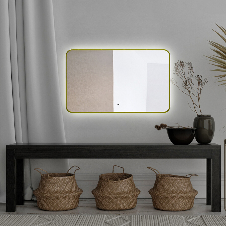 Azario Incanto зеркало 60х100 бесконтактный сенсор, подсветка с диммером, цвет золото LED-00002558