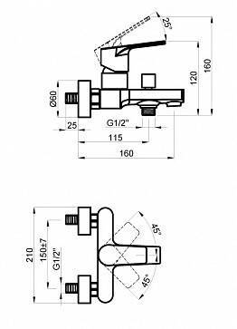 Azario Treya смеситель для ванны графит AZ-156805037