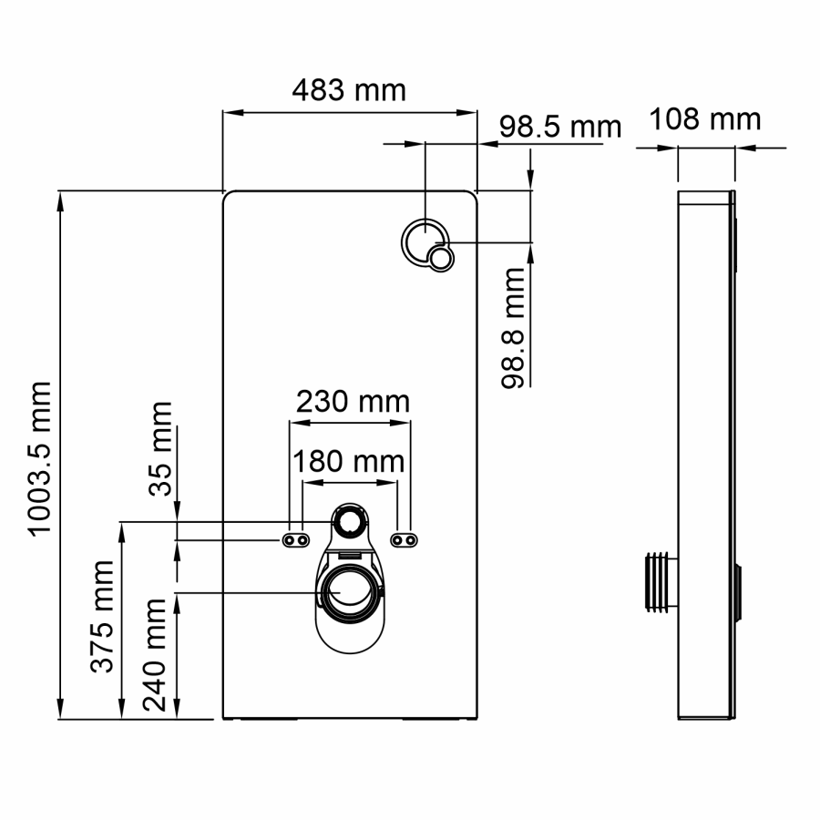 WasserKraft Naab инсталляция для унитазов с пневматическим механизмом смыва 86TLT.040.PE.WH