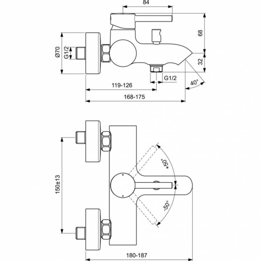 Ideal Standard Ceraline смеситель для ванны BC199XG