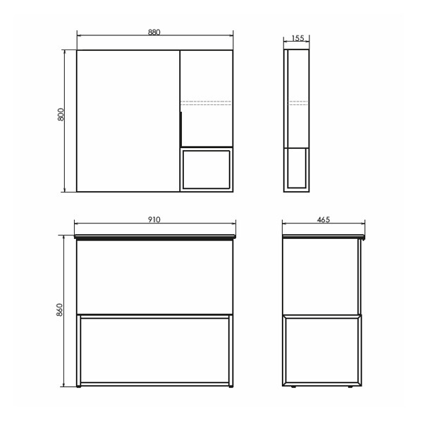 Зеркало-шкаф Comforty Равенна Лофт-90 дуб темно-коричневый 00-00006656CF