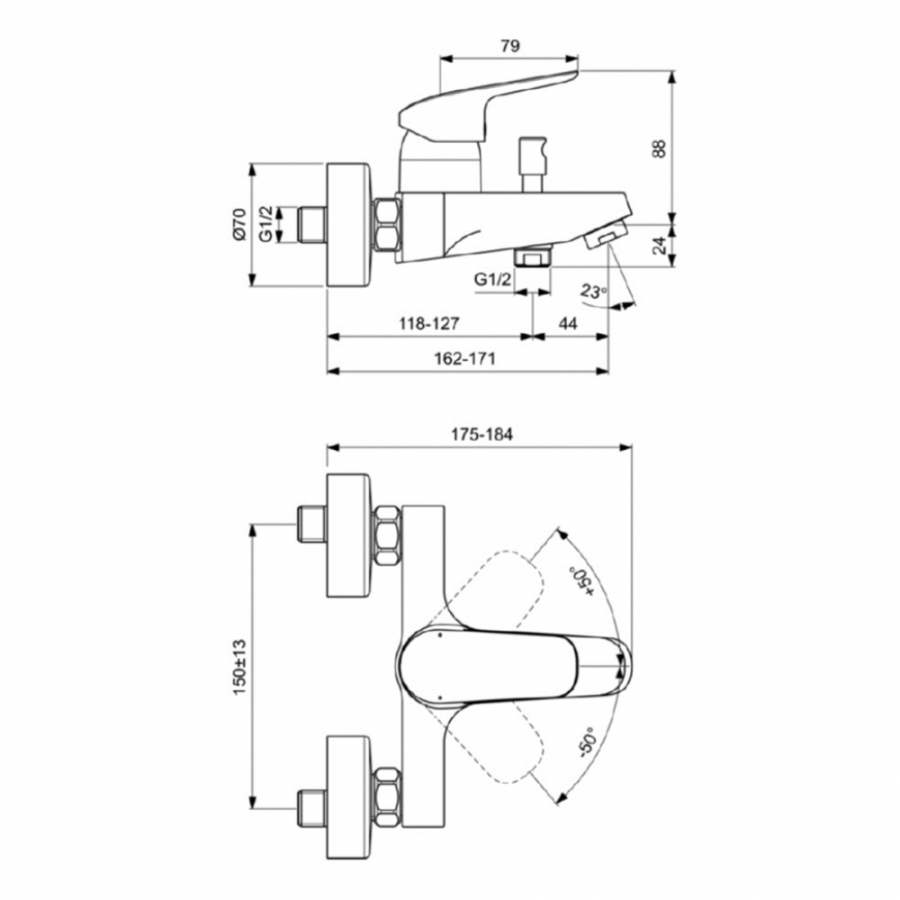 Ideal Standard Ceraflex смеситель для ванны B1721AA