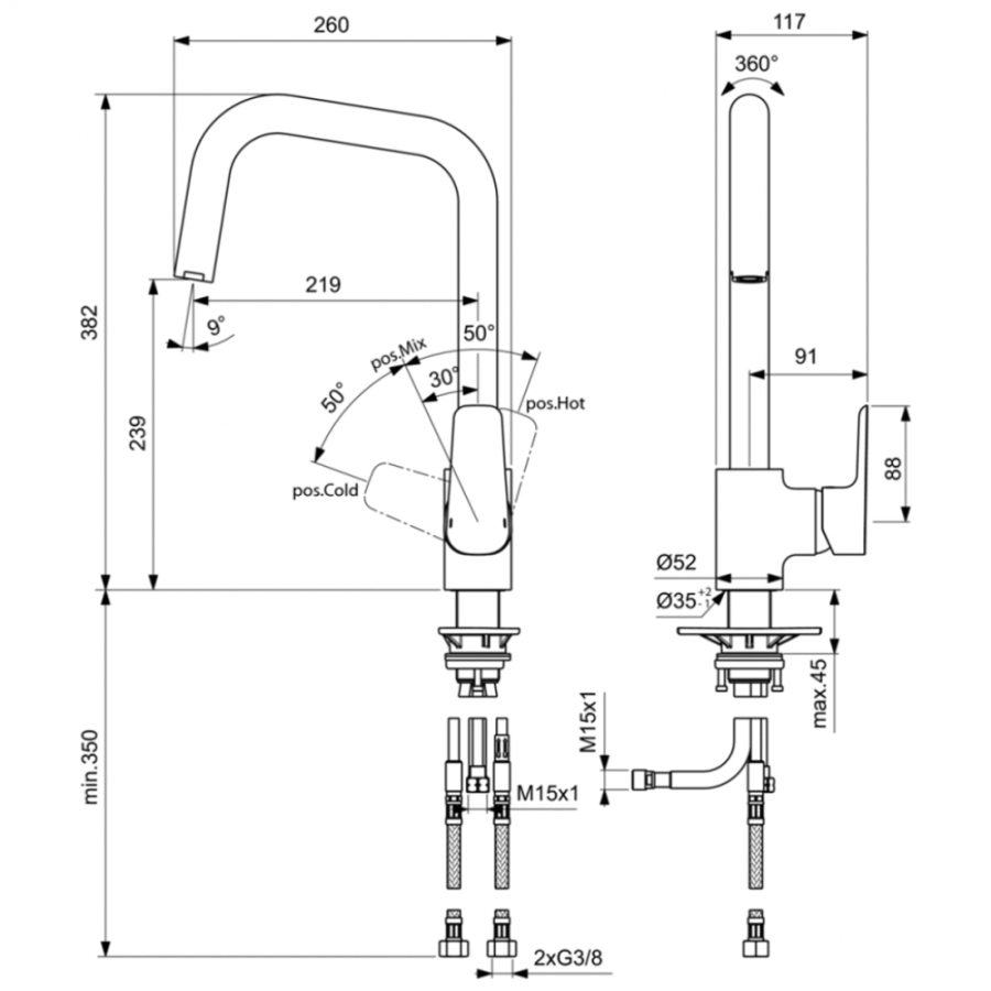 Ideal Standard Ceraplan смеситель для кухни B0960AA