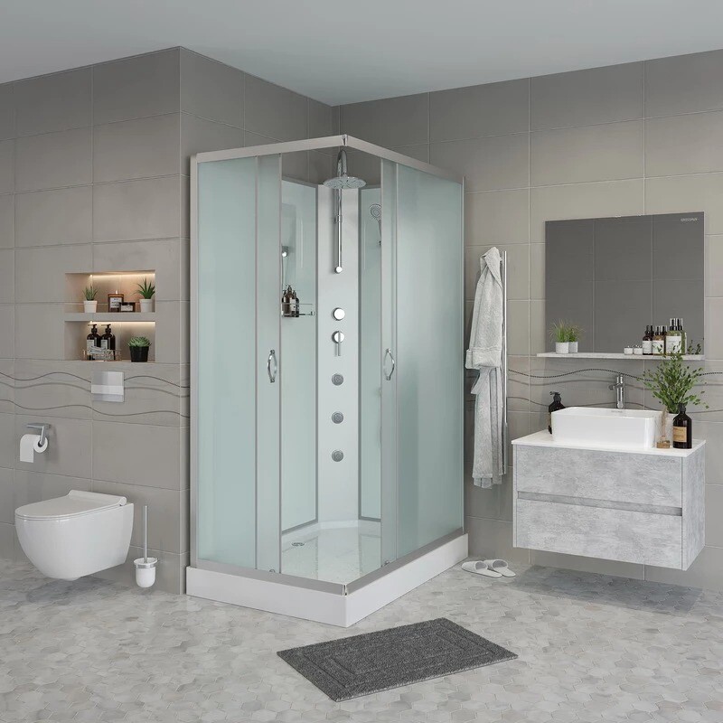 Душевая кабина Niagara Classic NG-43185-14QBKTG (110х80х210) низкий поддон(13см),стекло матовое,3 места 431853QBKTG