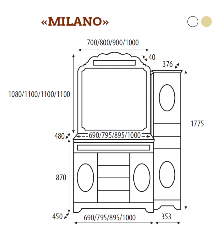 Misty Milano зеркало 120 см Л-Мил02120-013