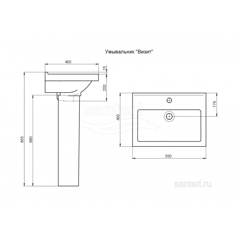 Santeri Визит 1.3115.3.S00.11B.0 + 1.3605.3.S00.00B.0 умывальник с пьедесталом